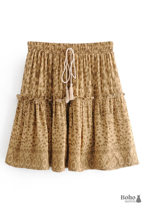 Boho Skirts in Mini Skirt, Yellow Tiger For Women